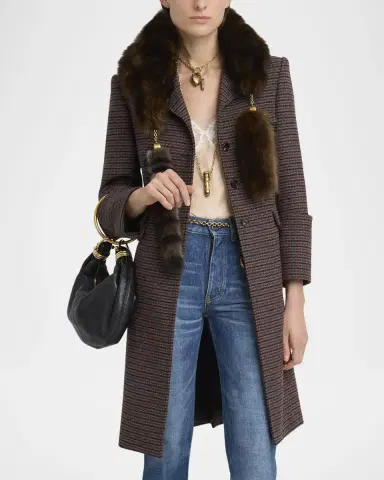 Chloé Houndstooth Wool-Blend Riding Coat | Thumbnail 6 Chloé Houndstooth Wool-Blend Riding Coat | Thumbnail 6