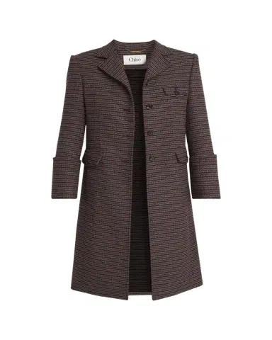 Chloé Houndstooth Wool-Blend Riding Coat | Thumbnail 1 Chloé Houndstooth Wool-Blend Riding Coat | Thumbnail 1