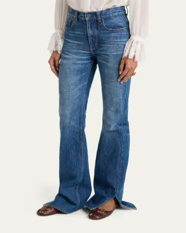Chloé Denim Bootcut-Leg Split-Hem Pants | Thumbnail 4 Chloé Denim Bootcut-Leg Split-Hem Pants | Thumbnail 4