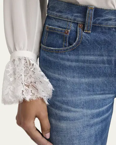 Chloé Denim Bootcut-Leg Split-Hem Pants | Thumbnail 5 Chloé Denim Bootcut-Leg Split-Hem Pants | Thumbnail 5