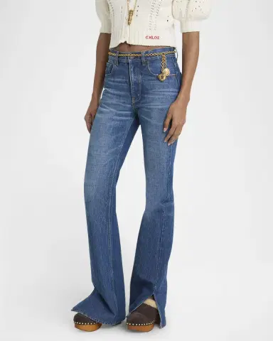 Chloé Denim Bootcut-Leg Split-Hem Pants | Thumbnail 8 Chloé Denim Bootcut-Leg Split-Hem Pants | Thumbnail 8