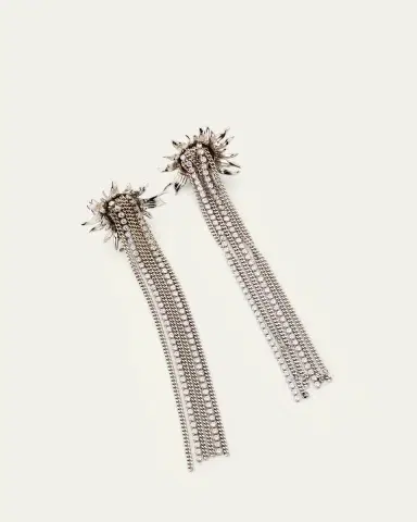 McQueen Sunflower Crystal Fringe Drop Earrings | Thumbnail 3