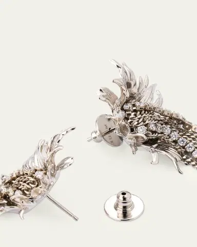 McQueen Sunflower Crystal Fringe Drop Earrings | Thumbnail 4