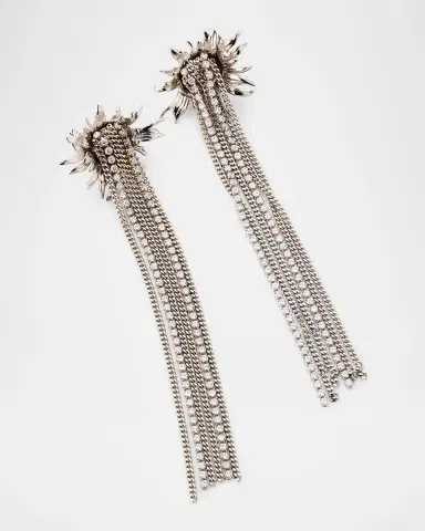 McQueen Sunflower Crystal Fringe Drop Earrings | Thumbnail 6