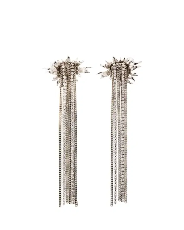 Sunflower Crystal Fringe Drop Earrings