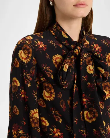 Burberry Lina Floral Silk Neck-Scarf Button-Down Shirt | Thumbnail 9