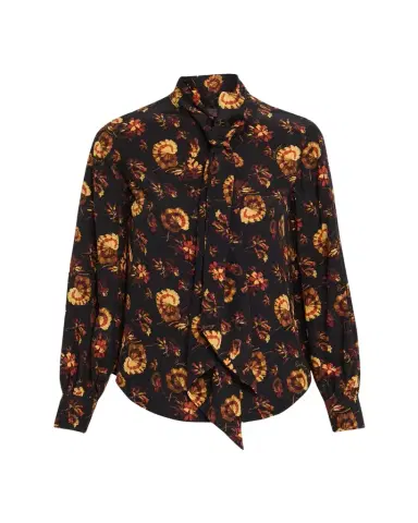 Burberry Lina Floral Silk Neck-Scarf Button-Down Shirt | Thumbnail 1