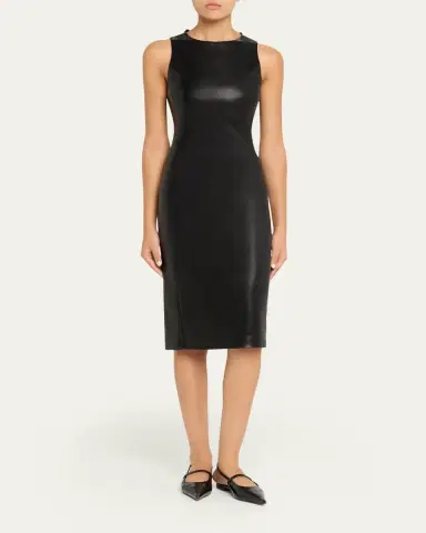 ALICE + OLIVIA Wynell Vegan Leather Knee-Length Dress | Thumbnail 2
