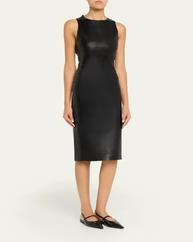 ALICE + OLIVIA Wynell Vegan Leather Knee-Length Dress | Thumbnail 4