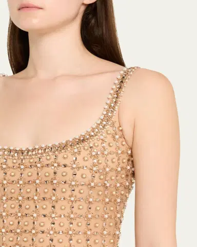 PAMELLA ROLAND Crystal Embroidered Tulle Column Gown | Thumbnail 2 PAMELLA ROLAND Crystal Embroidered Tulle Column Gown | Thumbnail 2