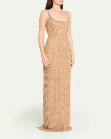 PAMELLA ROLAND Crystal Embroidered Tulle Column Gown | Thumbnail 3 PAMELLA ROLAND Crystal Embroidered Tulle Column Gown | Thumbnail 3