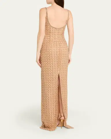 PAMELLA ROLAND Crystal Embroidered Tulle Column Gown | Thumbnail 4 PAMELLA ROLAND Crystal Embroidered Tulle Column Gown | Thumbnail 4