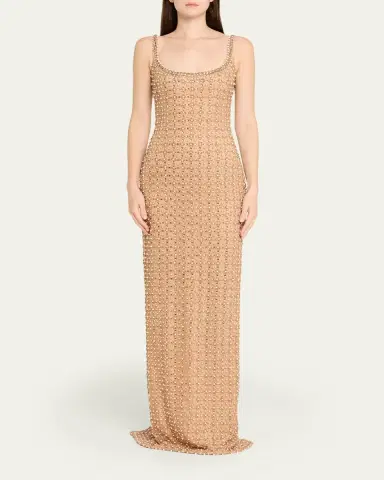 PAMELLA ROLAND Crystal Embroidered Tulle Column Gown | Thumbnail 5 PAMELLA ROLAND Crystal Embroidered Tulle Column Gown | Thumbnail 5