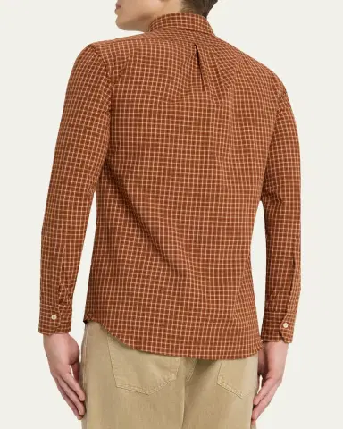 Salvatore Piccolo Men's Cotton Windowpane Plaid Sport Shirt | Thumbnail 3 Salvatore Piccolo Men's Cotton Windowpane Plaid Sport Shirt | Thumbnail 3
