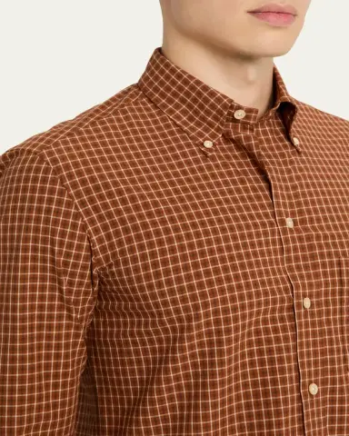 Salvatore Piccolo Men's Cotton Windowpane Plaid Sport Shirt | Thumbnail 5 Salvatore Piccolo Men's Cotton Windowpane Plaid Sport Shirt | Thumbnail 5