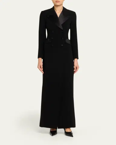 Sergio Hudson Double-Breasted Satin-Lapel Coat | Thumbnail 2 Sergio Hudson Double-Breasted Satin-Lapel Coat | Thumbnail 2