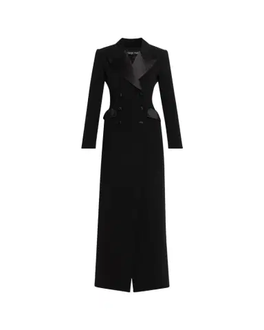 Sergio Hudson Double-Breasted Satin-Lapel Coat | Thumbnail 1 Sergio Hudson Double-Breasted Satin-Lapel Coat | Thumbnail 1