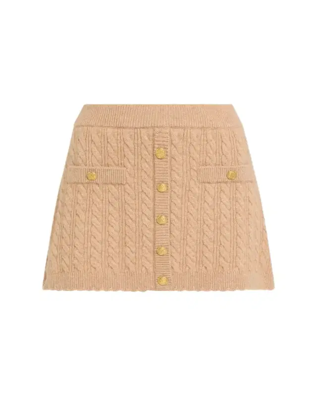 LoveShackFancy Berritt Cable-Knit Mini Skirt