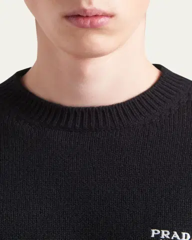 Prada Men's Cashmere Logo Crewneck Sweater | Thumbnail 2 Prada Men's Cashmere Logo Crewneck Sweater | Thumbnail 2