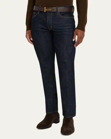 Tom Ford Men's Dark Rinse Selvedge Straight-Fit Jeans | Thumbnail 4 Tom Ford Men's Dark Rinse Selvedge Straight-Fit Jeans | Thumbnail 4