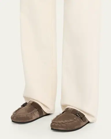 Brunello Cucinelli Suede Shearling-Lined Mules | Thumbnail 2