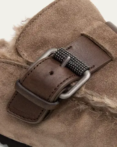 Brunello Cucinelli Suede Shearling-Lined Mules | Thumbnail 5