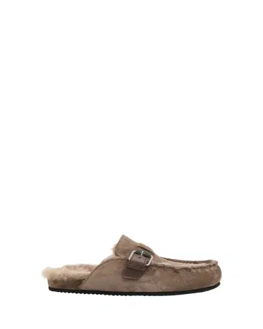 Brunello Cucinelli Suede Shearling-Lined Mules | Thumbnail 1