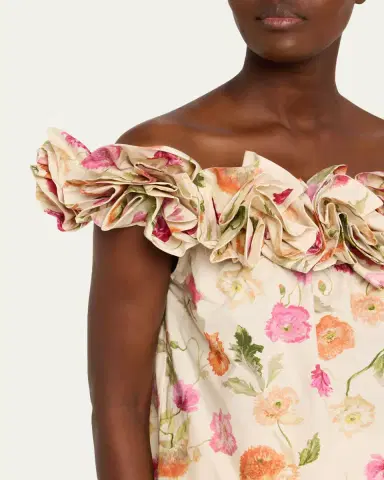 Carolina Herrera Rose Off-The-Shoulder Floral Cotton Top | Thumbnail 5 Carolina Herrera Rose Off-The-Shoulder Floral Cotton Top | Thumbnail 5