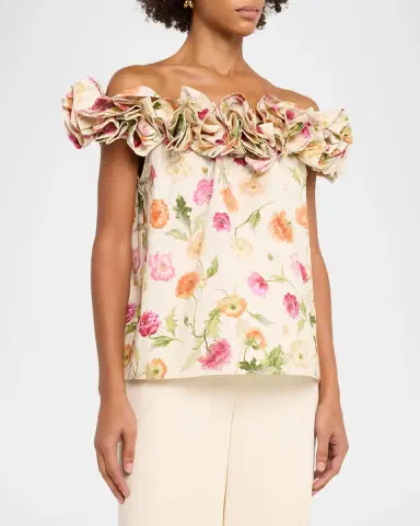 Carolina Herrera Rose Off-The-Shoulder Floral Cotton Top | Thumbnail 8 Carolina Herrera Rose Off-The-Shoulder Floral Cotton Top | Thumbnail 8