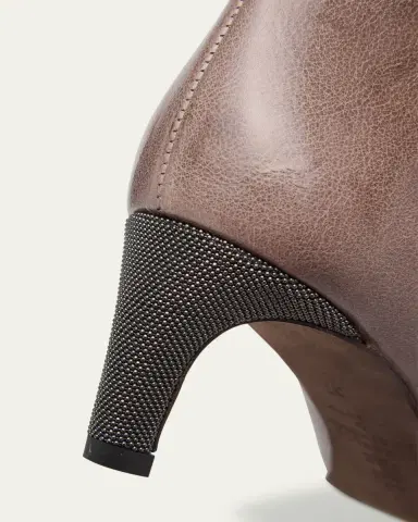 Brunello Cucinelli Leather Monili Kitten-Heel Ankle Booties | Thumbnail 5 Brunello Cucinelli Leather Monili Kitten-Heel Ankle Booties | Thumbnail 5