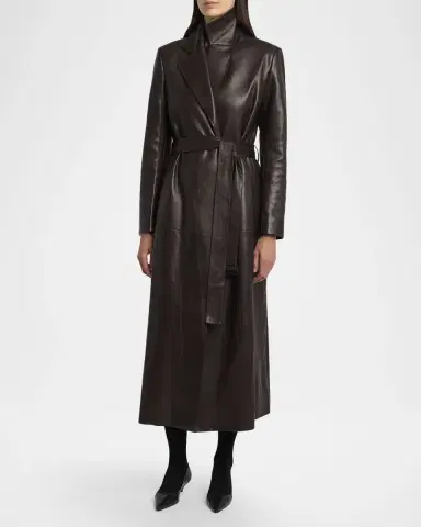 The Row Raisa Belted Leather Coat | Thumbnail 8 The Row Raisa Belted Leather Coat | Thumbnail 8