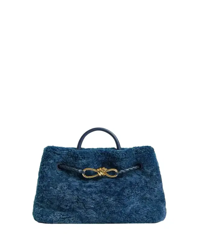Bottega Veneta Andiamo Small Shearling Top-Handle Bag