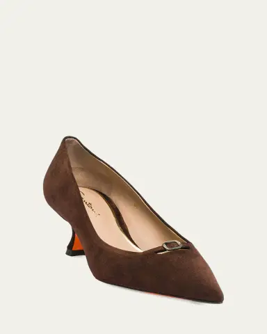Santoni 55mm Sabine Suede Buckle Pumps | Thumbnail 2 Santoni 55mm Sabine Suede Buckle Pumps | Thumbnail 2