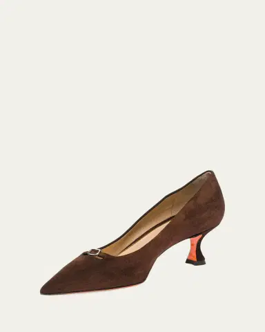 Santoni 55mm Sabine Suede Buckle Pumps | Thumbnail 4 Santoni 55mm Sabine Suede Buckle Pumps | Thumbnail 4
