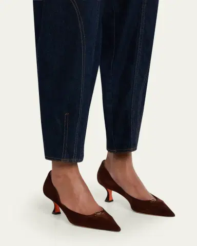Santoni 55mm Sabine Suede Buckle Pumps | Thumbnail 7 Santoni 55mm Sabine Suede Buckle Pumps | Thumbnail 7