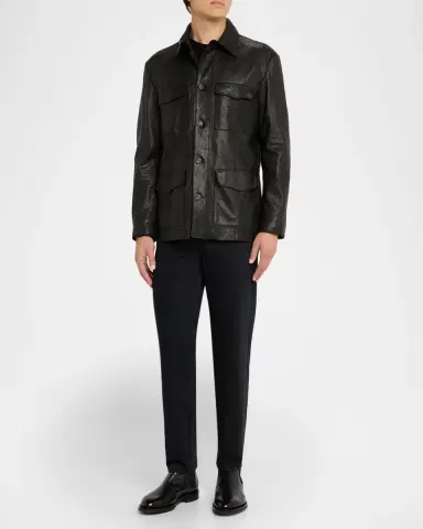 Giorgio Armani Men's Nappa Leather Safari Jacket | Thumbnail 2 Giorgio Armani Men's Nappa Leather Safari Jacket | Thumbnail 2