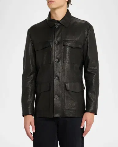 Giorgio Armani Men's Nappa Leather Safari Jacket | Thumbnail 4 Giorgio Armani Men's Nappa Leather Safari Jacket | Thumbnail 4