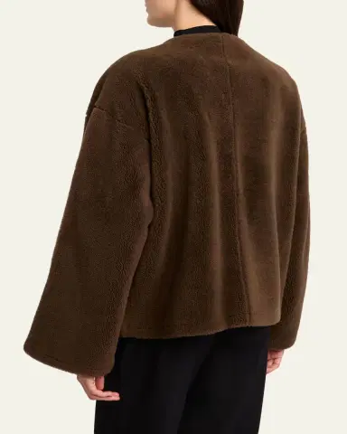 The Row Valorin Lamb Shearling Collarless Jacket | Thumbnail 3 The Row Valorin Lamb Shearling Collarless Jacket | Thumbnail 3