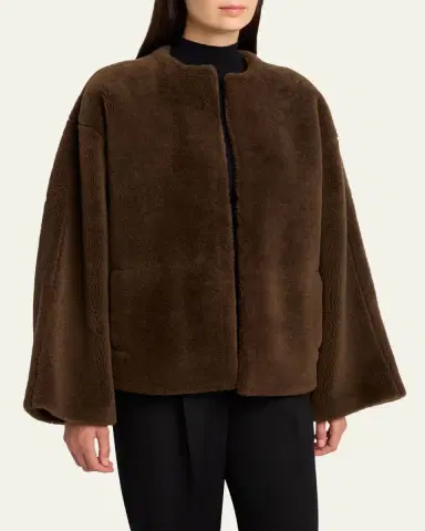 The Row Valorin Lamb Shearling Collarless Jacket | Thumbnail 4 The Row Valorin Lamb Shearling Collarless Jacket | Thumbnail 4