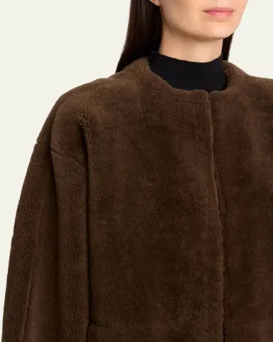 The Row Valorin Lamb Shearling Collarless Jacket | Thumbnail 5 The Row Valorin Lamb Shearling Collarless Jacket | Thumbnail 5