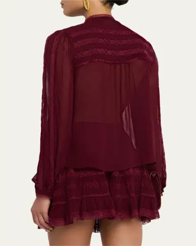 LoveShackFancy Alvynne Sheer Lace Blouse | Thumbnail 3