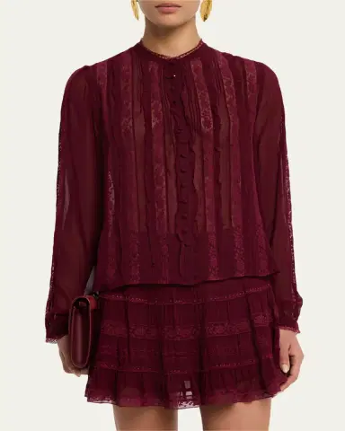 LoveShackFancy Alvynne Sheer Lace Blouse | Thumbnail 4