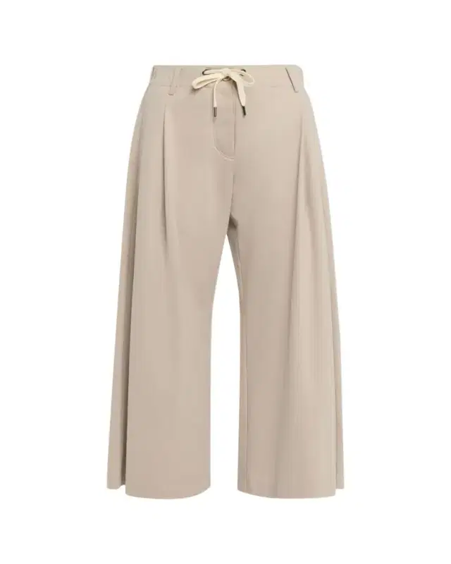 Brunello Cucinelli Pleated Wide-Leg Crop Sport Pants