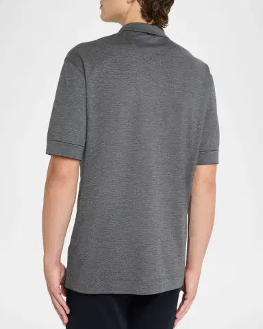 ZEGNA Men's Cotton and Silk Tipped Polo Shirt | Thumbnail 2