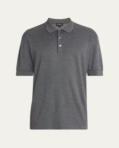 ZEGNA Men's Cotton and Silk Tipped Polo Shirt | Thumbnail 5