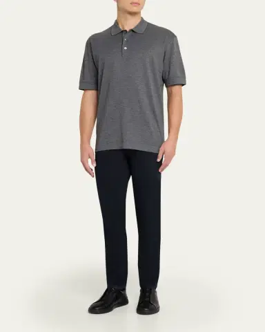 ZEGNA Men's Cotton and Silk Tipped Polo Shirt | Thumbnail 6