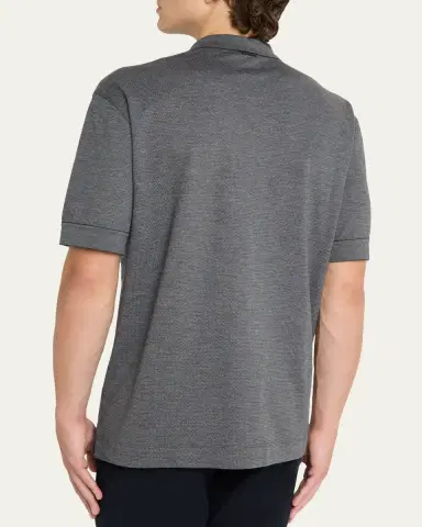 ZEGNA Men's Cotton and Silk Tipped Polo Shirt | Thumbnail 7