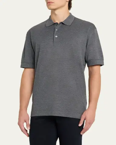 ZEGNA Men's Cotton and Silk Tipped Polo Shirt | Thumbnail 8