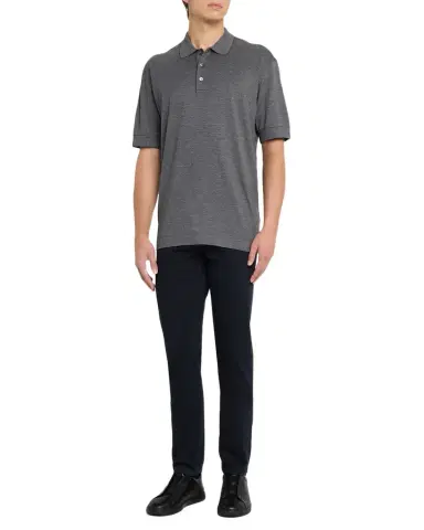 ZEGNA Men's Cotton and Silk Tipped Polo Shirt | Thumbnail 1