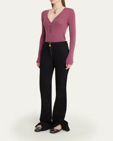 Chloé Denim Split-Cuff Flare Trousers | Thumbnail 4 Chloé Denim Split-Cuff Flare Trousers | Thumbnail 4
